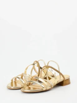 Andrea Puccini – Riemchensandale aus Metallicleder Gold