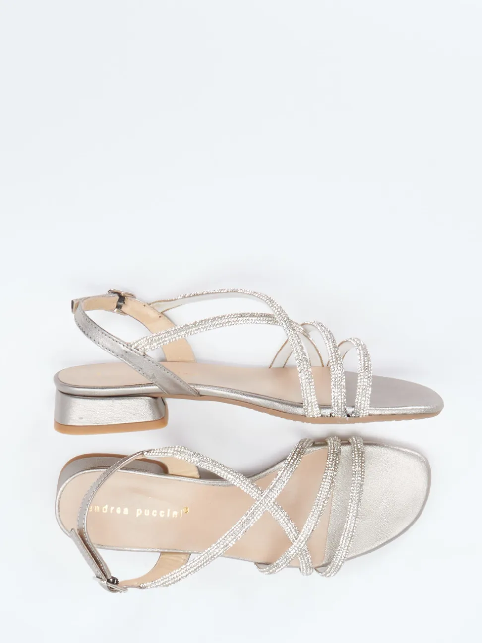 Andrea Puccini – Riemchensandale aus Metallic silber