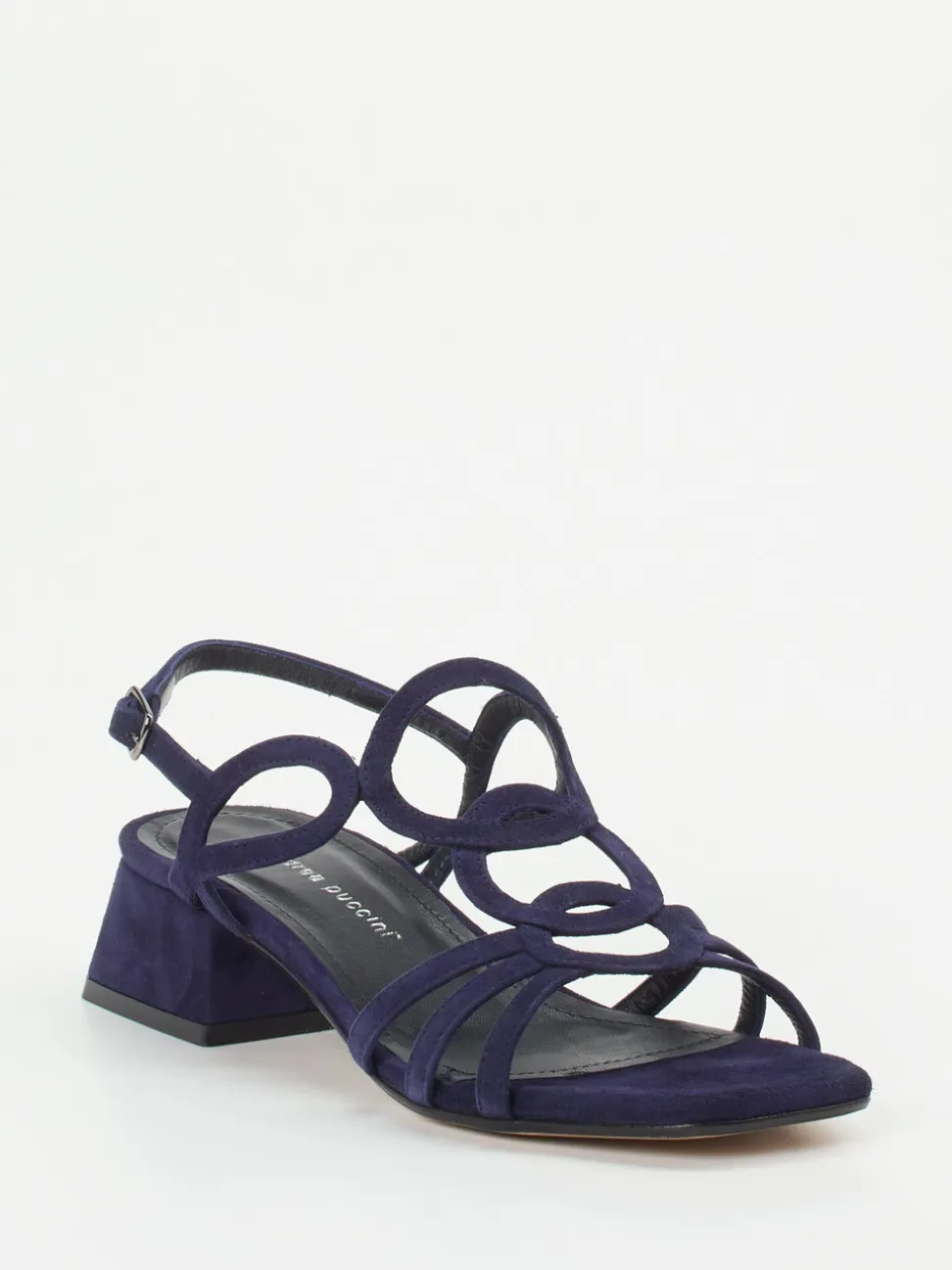 Andrea Puccini – Sandalette aus Veloursleder Tiefblau