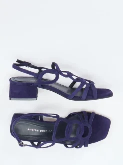Andrea Puccini – Sandalette aus Veloursleder Tiefblau