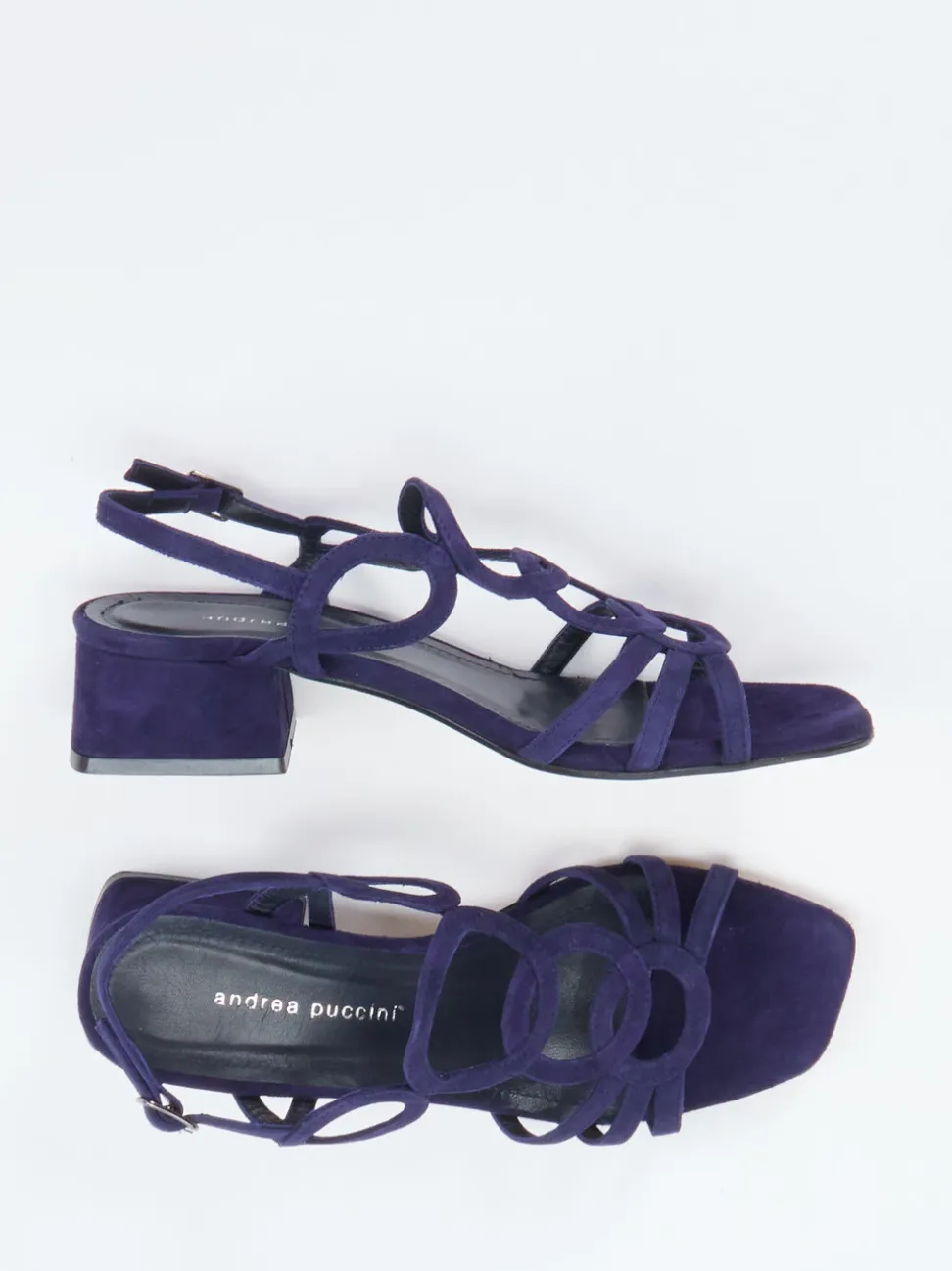 Andrea Puccini – Sandalette aus Veloursleder Tiefblau