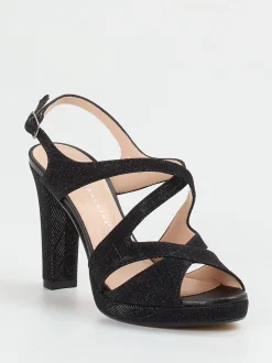 Andrea Puccini – Sandalette aus Metallic mit Glitzerlook