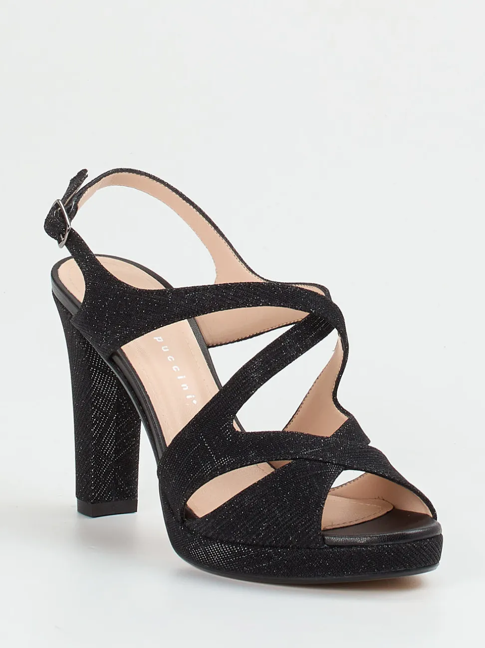 Andrea Puccini – Sandalette aus Metallic mit Glitzerlook