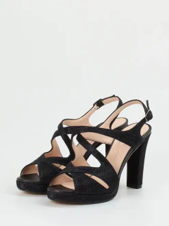 Andrea Puccini – Sandalette aus Metallic mit Glitzerlook