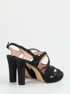 Andrea Puccini – Sandalette aus Metallic mit Glitzerlook