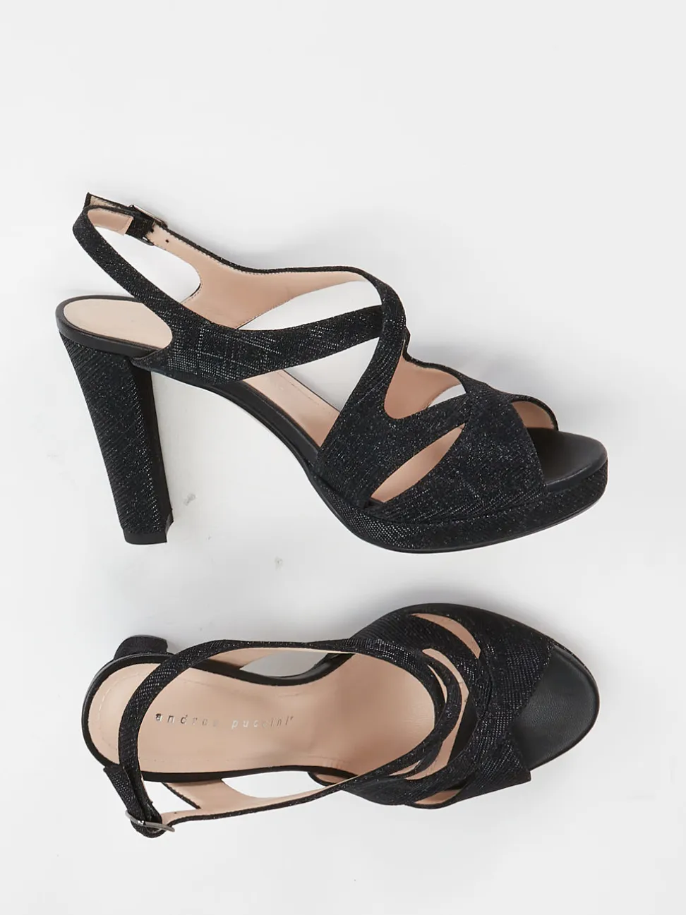 Andrea Puccini – Sandalette aus Metallic mit Glitzerlook