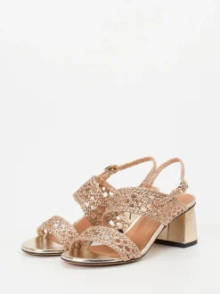 Andrea Puccini – Sandalette aus Metallicleder Roségold