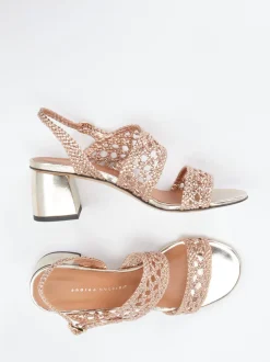 Andrea Puccini – Sandalette aus Metallicleder Roségold
