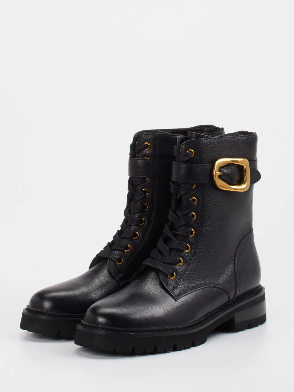 Andrea Puccini – Schnürboots aus Lammleder Schwarz