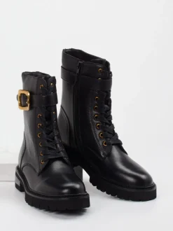 Andrea Puccini – Schnürboots aus Lammleder Schwarz