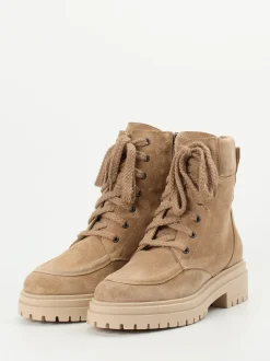 Andrea Puccini – Schnürboots aus Veloursleder in Sandbeige