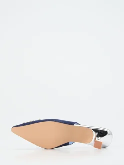 Andrea Puccini – Slingback-Pumps aus Denim mit Strass
