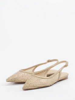Andrea Puccini – Slingback-Ballerinas aus Netzgewebe beige