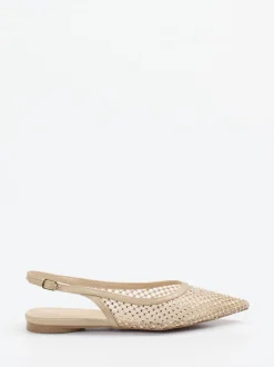 Andrea Puccini – Slingback-Ballerinas aus Netzgewebe beige