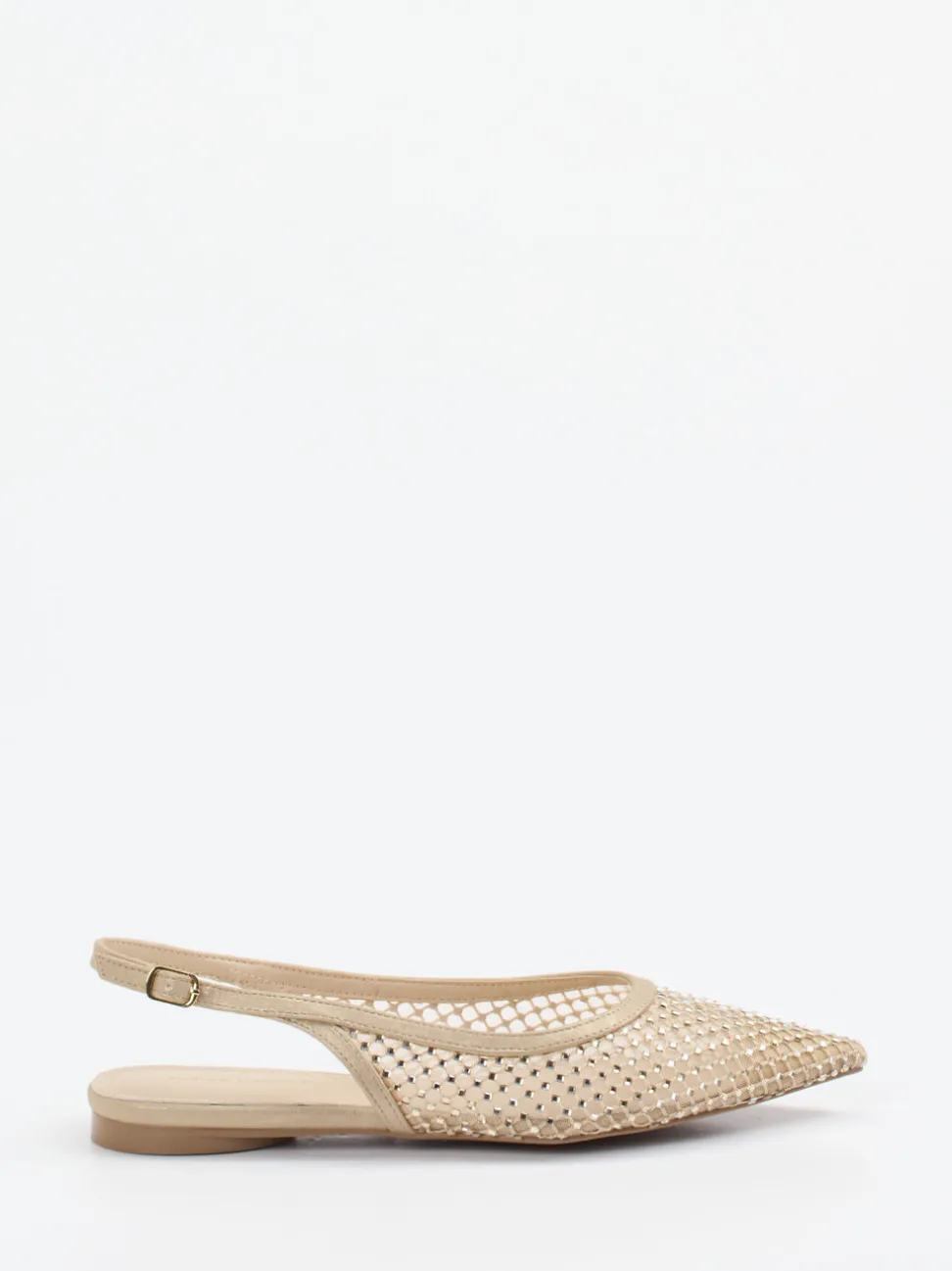 Andrea Puccini – Slingback-Ballerinas aus Netzgewebe beige