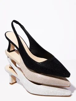 Andrea Puccini – Slingback-Pumps aus Metallicleder schwarz