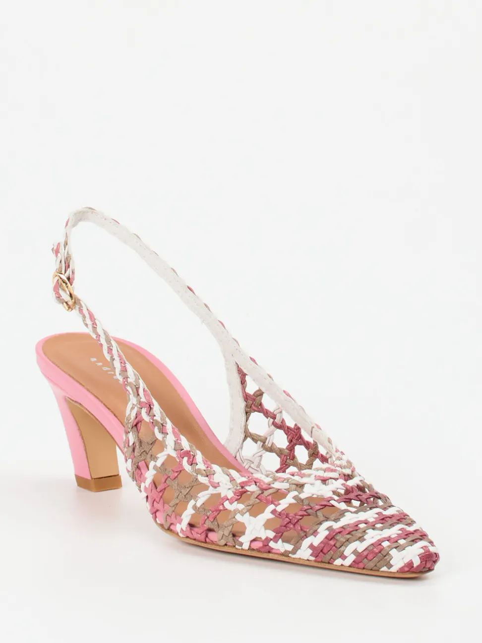 Andrea Puccini – Slingback-Pumps aus Flechtleder rosé