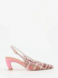 Andrea Puccini – Slingback-Pumps aus Flechtleder rosé