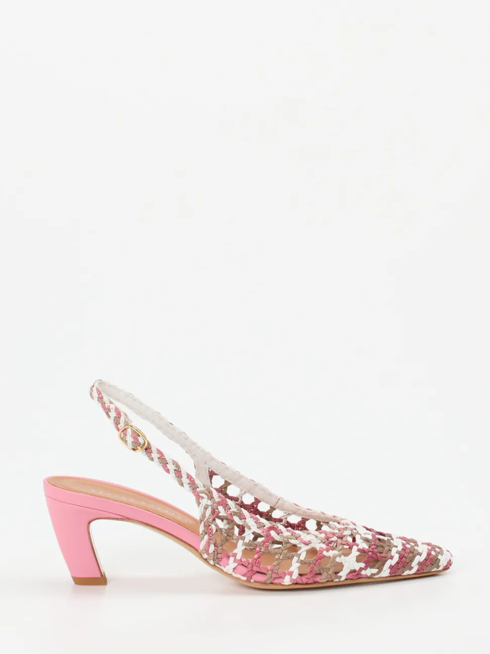 Andrea Puccini – Slingback-Pumps aus Flechtleder rosé