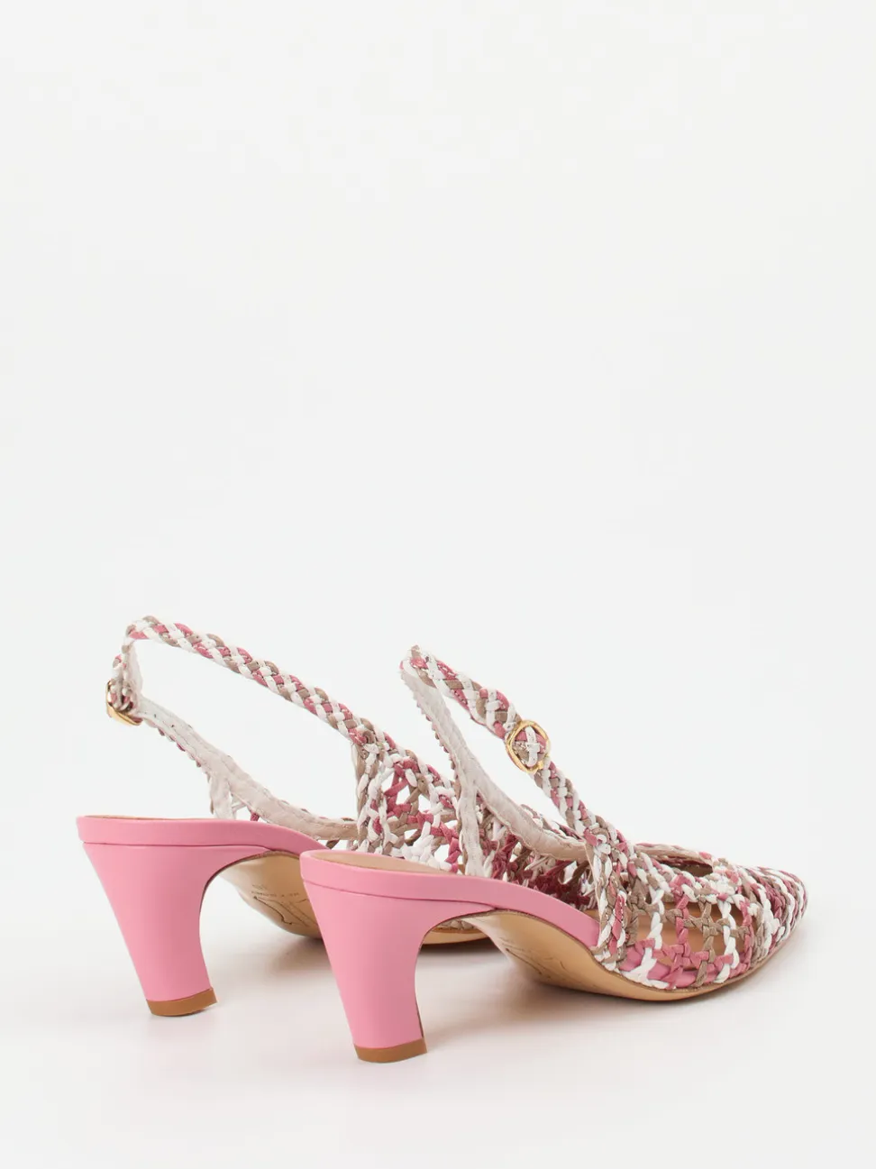 Andrea Puccini – Slingback-Pumps aus Flechtleder rosé