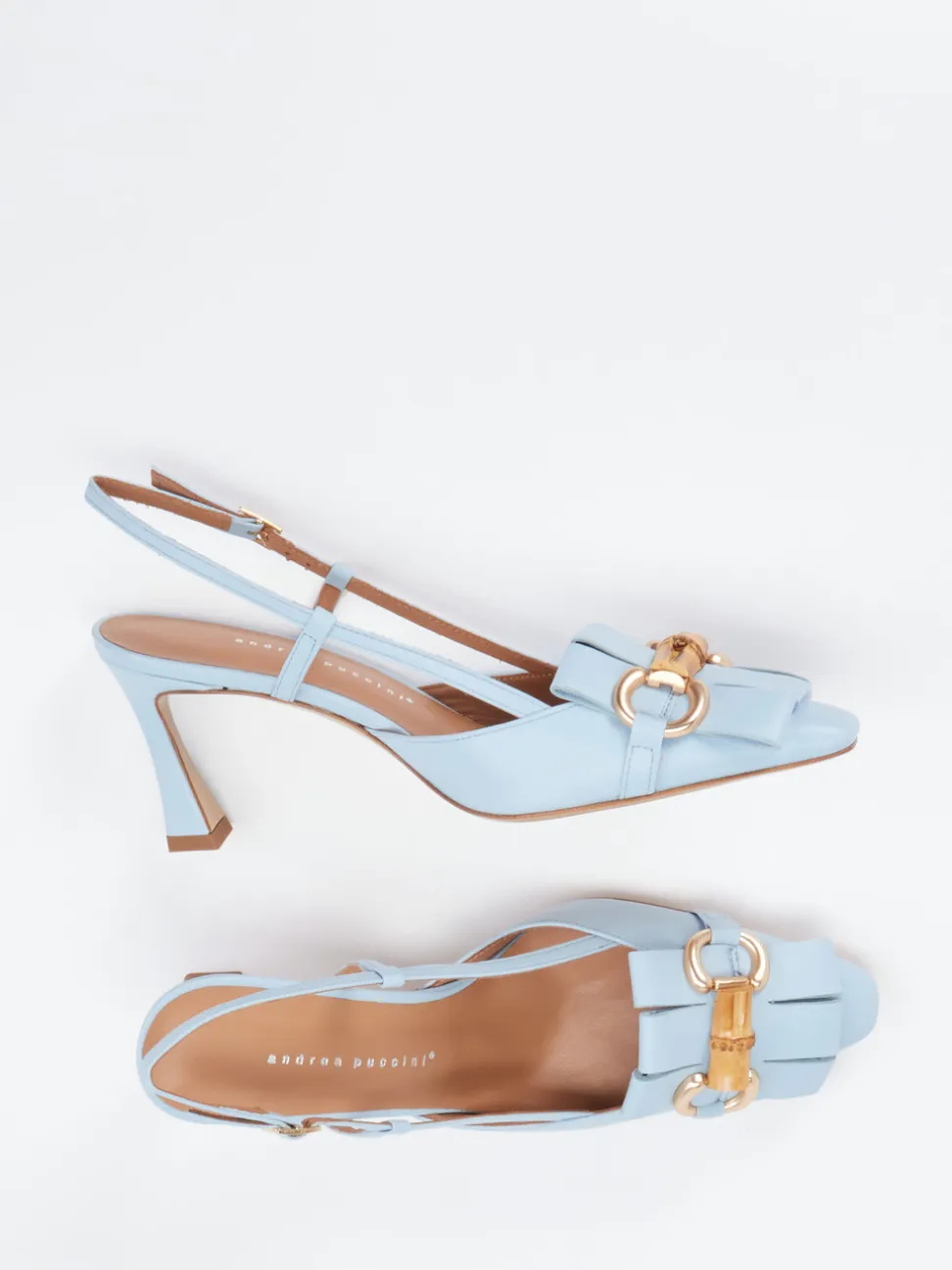 Andrea Puccini – Slingback-Pumps aus Lammleder hellblau
