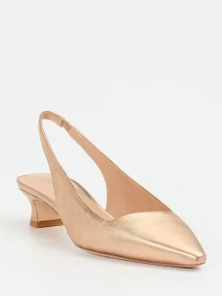 Andrea Puccini – Slingback-Pumps aus Metallicleder Roségold