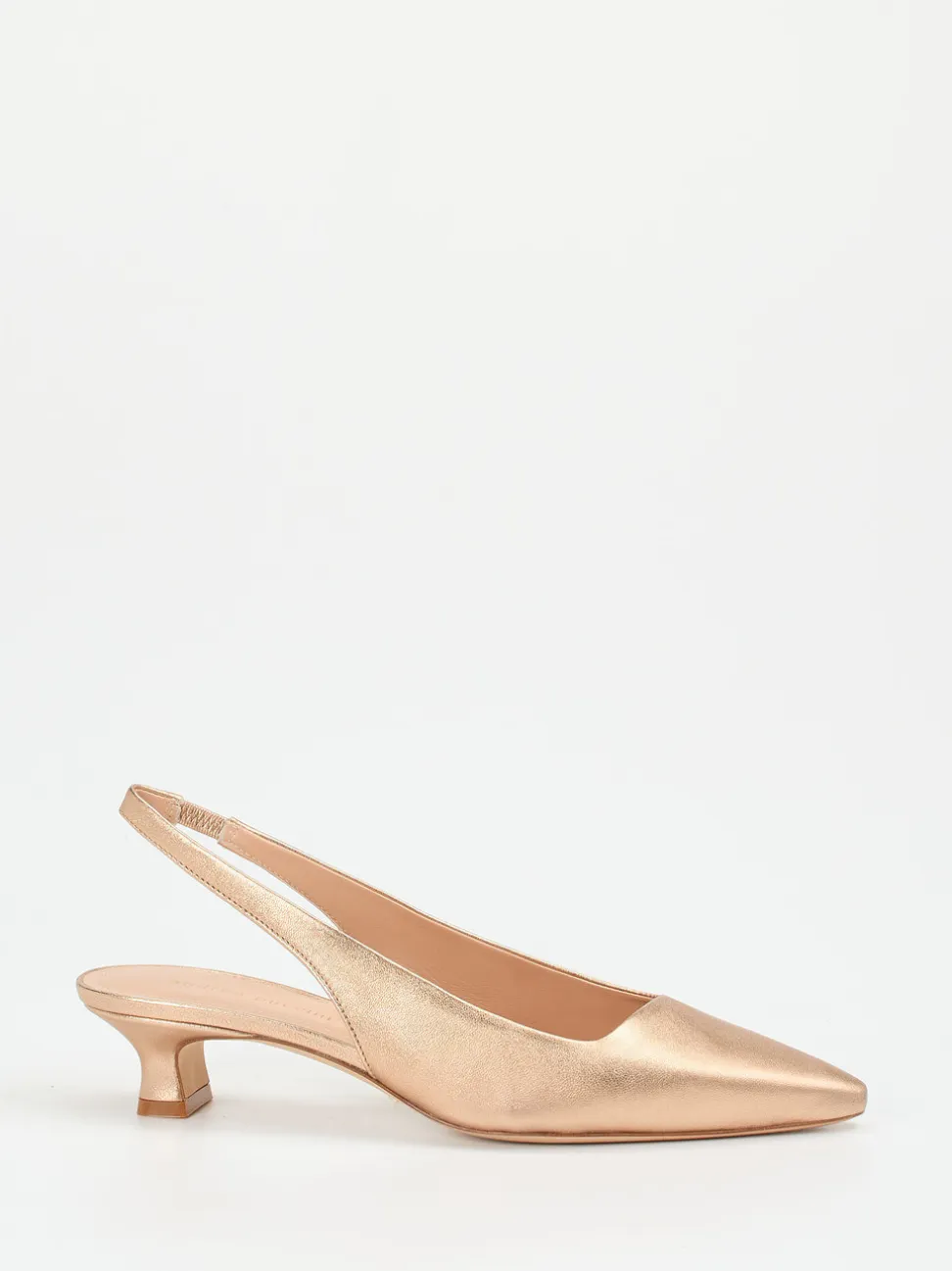 Andrea Puccini – Slingback-Pumps aus Metallicleder Roségold
