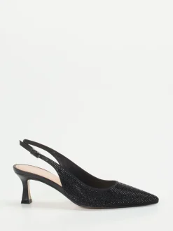 Andrea Puccini – Slingback-Pumps aus Metallicleder schwarz