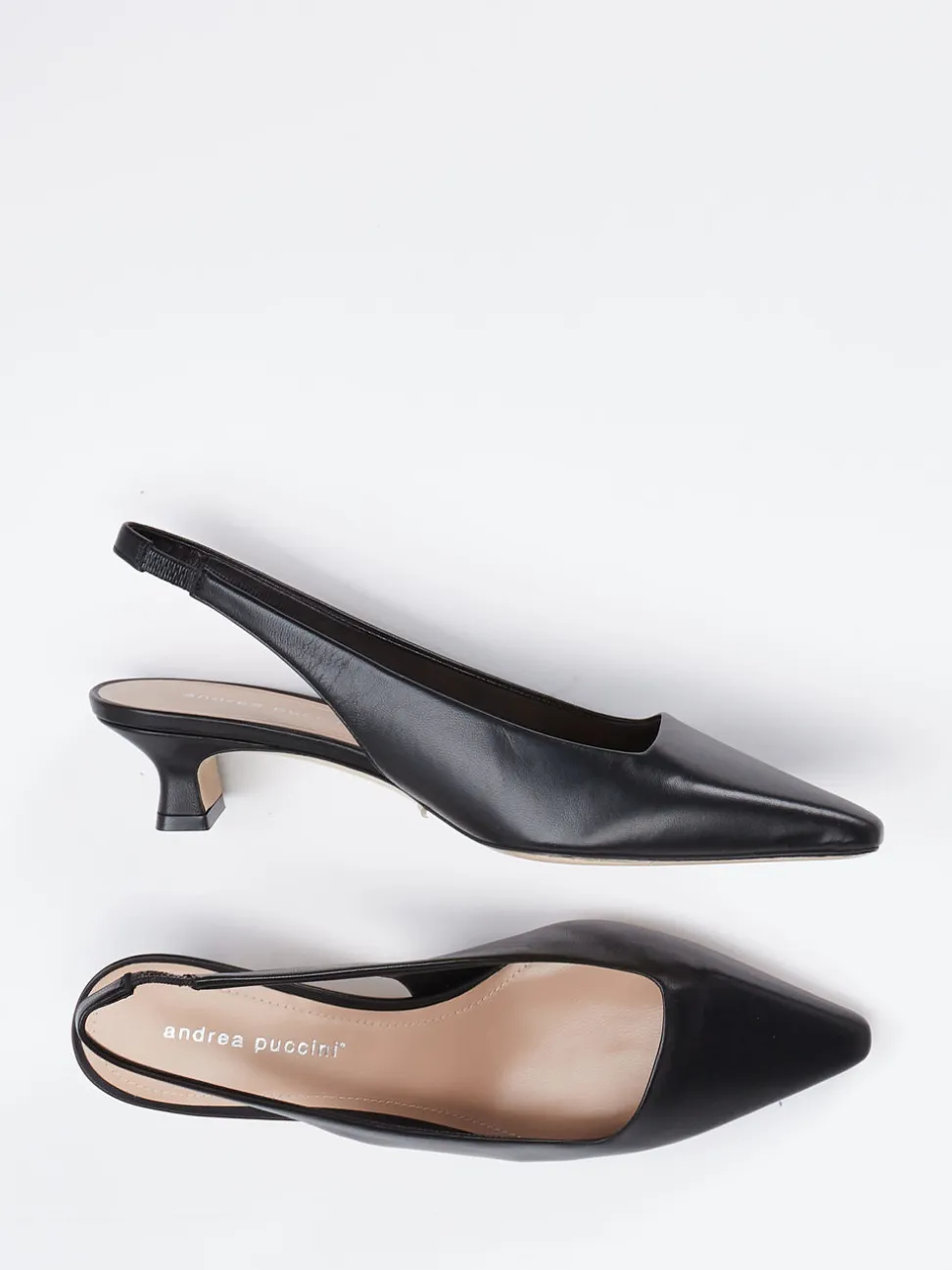 Andrea Puccini – Slingback-Pumps aus Ziegenleder Schwarz
