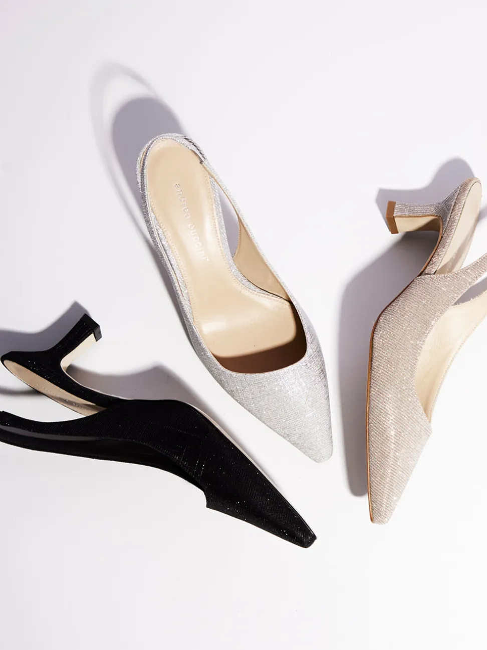 Andrea Puccini – Slingback-Pumps aus Metallicleder silber