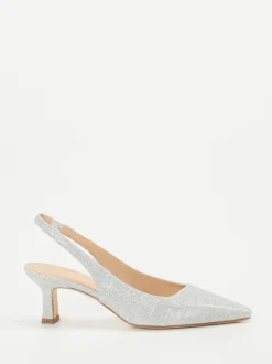 Andrea Puccini – Slingback-Pumps aus Metallicleder silber