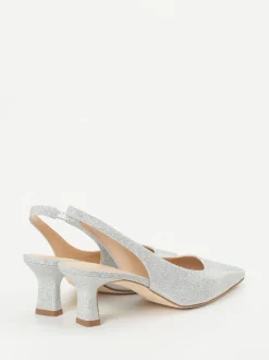 Andrea Puccini – Slingback-Pumps aus Metallicleder silber