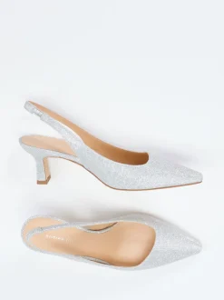Andrea Puccini – Slingback-Pumps aus Metallicleder silber