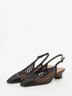 Andrea Puccini – Slingback-Pumps aus Flechtleder schwarz