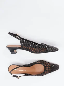 Andrea Puccini – Slingback-Pumps aus Flechtleder schwarz
