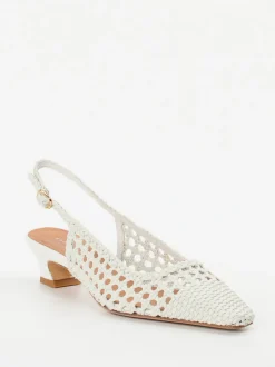 Andrea Puccini – Slingback-Pumps aus Flechtleder weiß