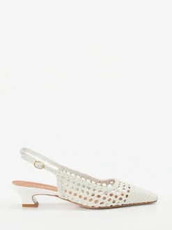 Andrea Puccini – Slingback-Pumps aus Flechtleder weiß