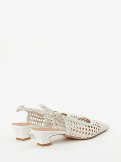 Andrea Puccini – Slingback-Pumps aus Flechtleder weiß