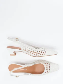 Andrea Puccini – Slingback-Pumps aus Flechtleder weiß