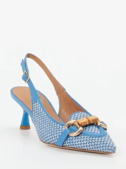 Andrea Puccini – Slingback-Pumps aus Bast in Blau