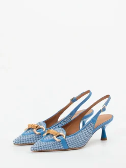 Andrea Puccini – Slingback-Pumps aus Bast in Blau