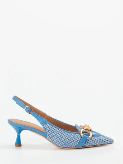 Andrea Puccini – Slingback-Pumps aus Bast in Blau
