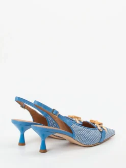 Andrea Puccini – Slingback-Pumps aus Bast in Blau