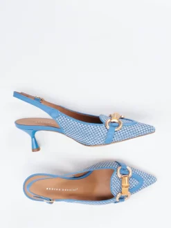 Andrea Puccini – Slingback-Pumps aus Bast in Blau