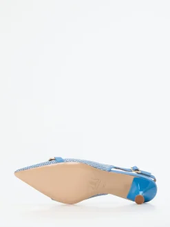 Andrea Puccini – Slingback-Pumps aus Bast in Blau