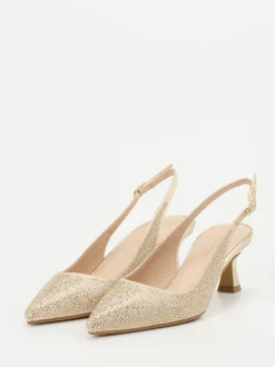 Andrea Puccini – Slingback-Pumps aus Metallicleder Gold
