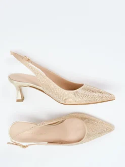Andrea Puccini – Slingback-Pumps aus Metallicleder Gold