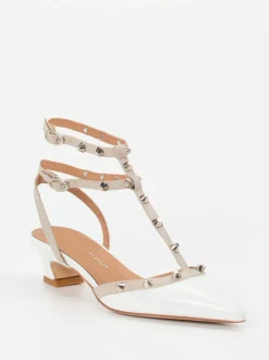 Andrea Puccini – Slingback-Pumps aus Lackleder weiß