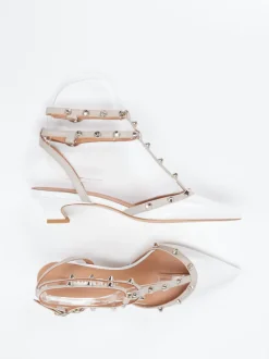 Andrea Puccini – Slingback-Pumps aus Lackleder weiß