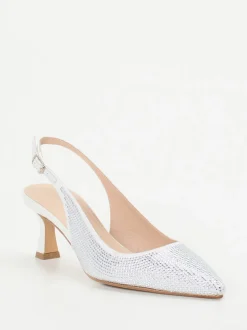 Andrea Puccini – Slingback-Pumps aus Metallicleder weiß